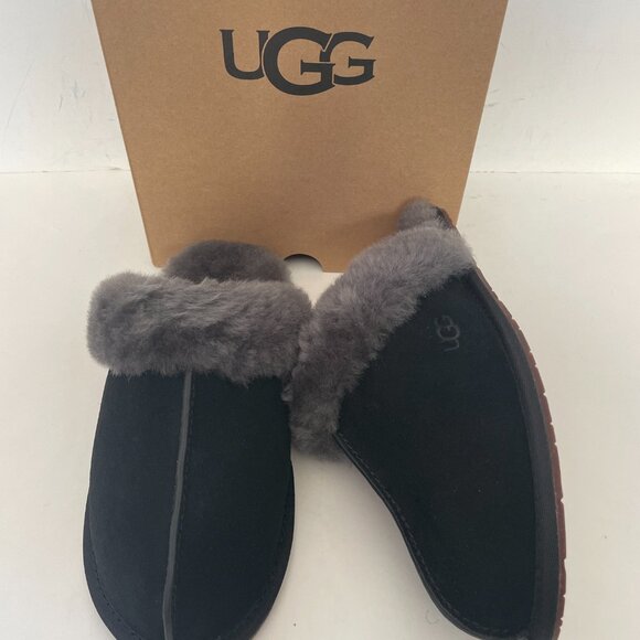 UGG Scuffette II Black/Grey Suede Slippers - NEW - Picture 3 of 6